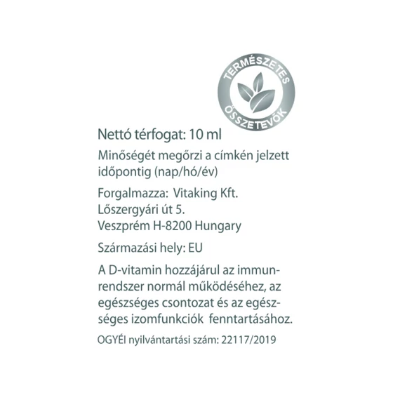 D3 Vitamin Csepp MCT Olajjal 10ml (320 Csepp)