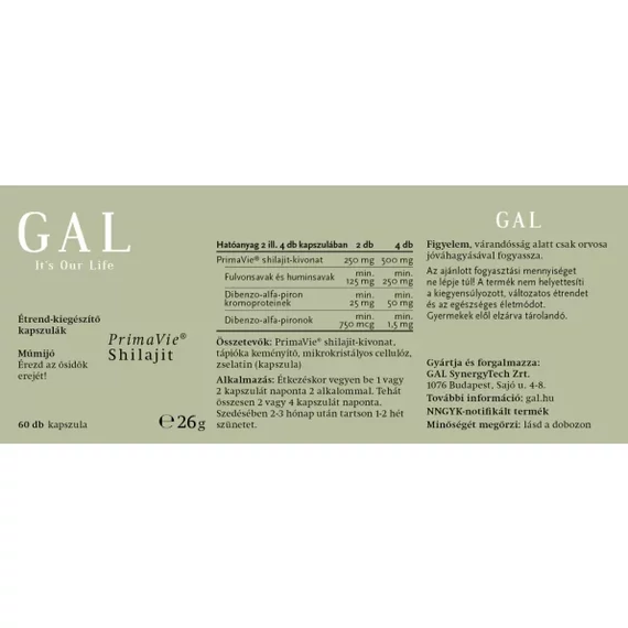 GAL PrimaVie® Shilajit 60 kapszula