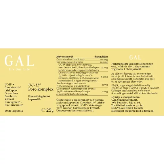 GAL UC-II® Porc-komplex 60 kapszula