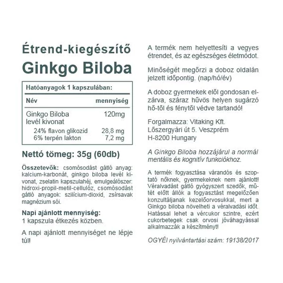 Ginkgo Biloba Forte 120mg (60 kapszula)