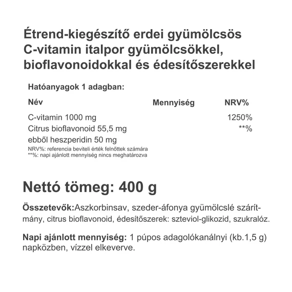 Instant Supreme C-1000 (Biof) 400g (citrom, sárkánygyümölcs, szeder)