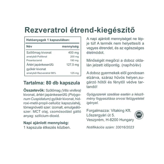 Rezveratrol Extra 125mg (80 kapszula)