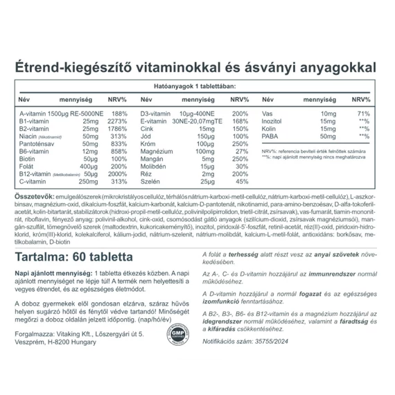 9 Hónap Multivitamin (60 tabletta)