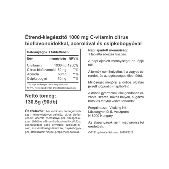C-Vitamin 1000mg + Biof. (90 tabletta)