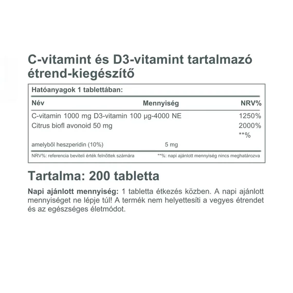 C-1000+D-4000 Komplex (200 tabletta)