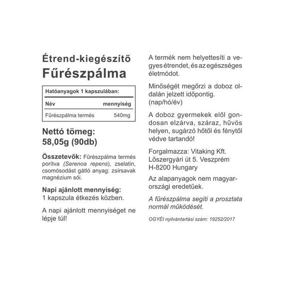 Fűrészpálma 540mg (90 kapszula)