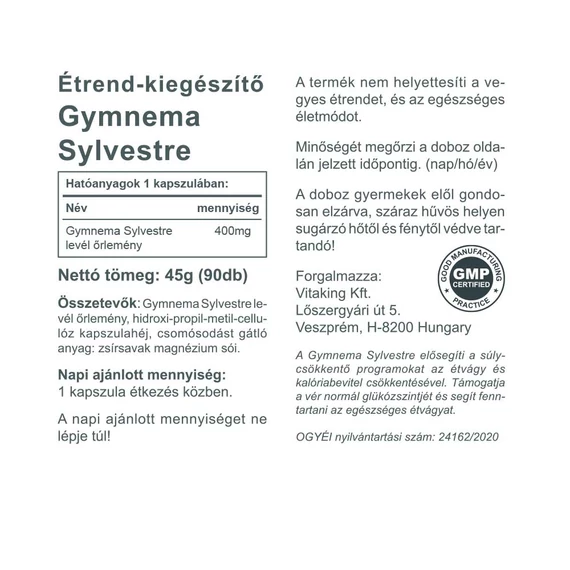Gymnema Sylvestre 400mg (Gurmar) 90 kapszula