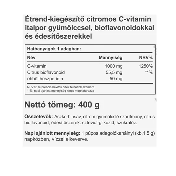 Instant Supreme C-1000 (Biof) 400g (citrom, sárkánygyümölcs, szeder)