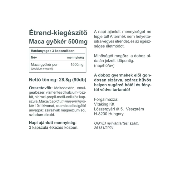 Maca Gyökér 500mg (90 kapszula)