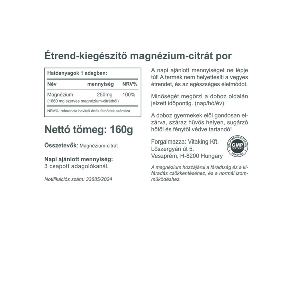 Magnézium Citrát Por 160g