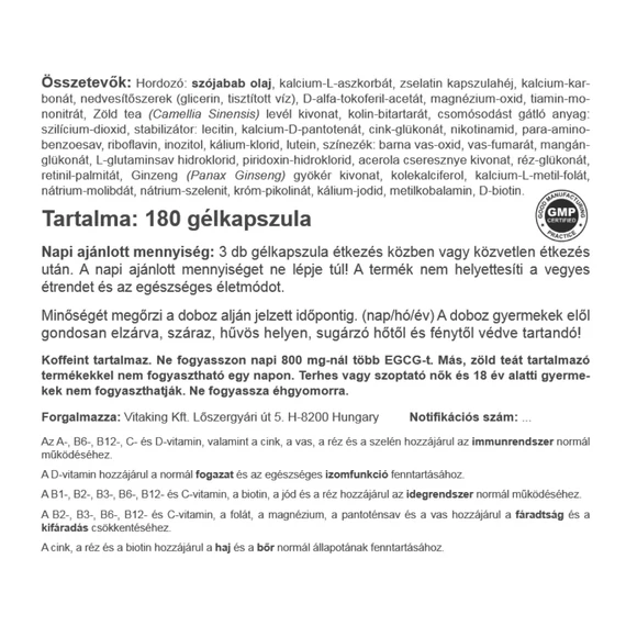 Multi Liquid Plusz Multivitamin (180 gélkapszula)