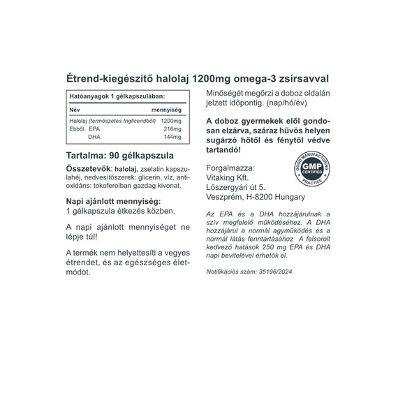 Omega-3 Triglicerid Halolaj 1200mg (90 gélkapszula)