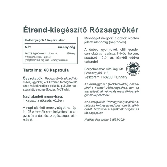 Vitaking Rózsagyökér Kivonat 60 kapszula