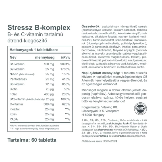 Stressz B-Komplex 60 tabletta