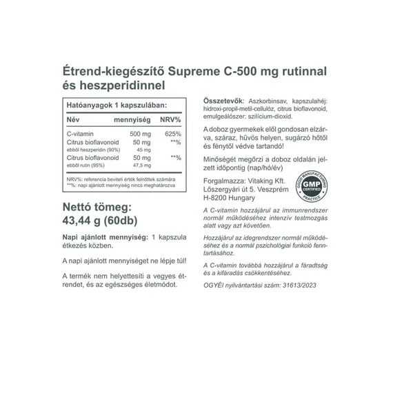 Supreme C-500 Rutinnal És Heszperidinnel 60 kapszula