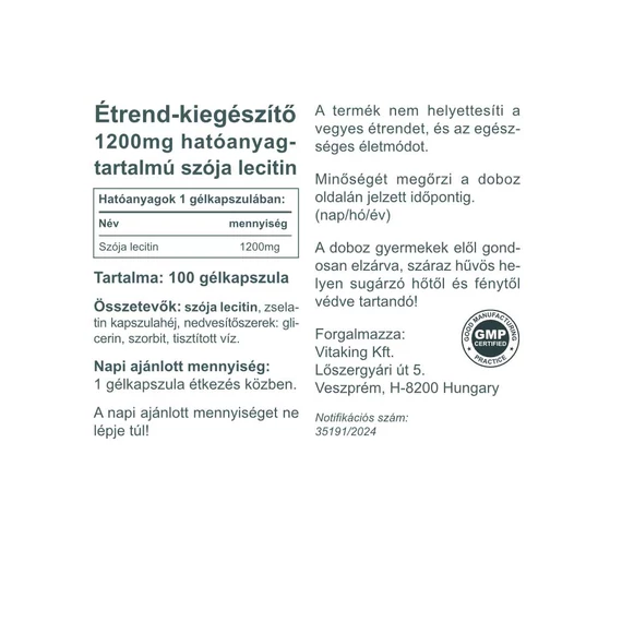 Lecitin 1200mg (100 gélkapszula)