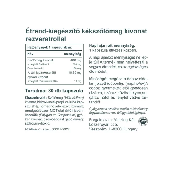 Szőlőmag Kivonat + Rezveratrol (80)