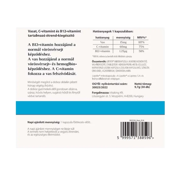 VitaFer® Mikrokapszulás Vaskészítmény (30 kapszula)