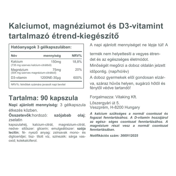 CalMag Citrát + D3-Vitamin (90 kapszula)