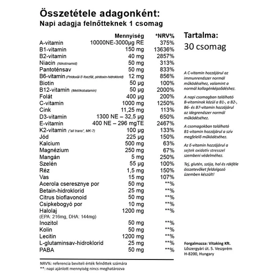 Vitaking Multi Profi Plus Vitamincsomag 30 csomag