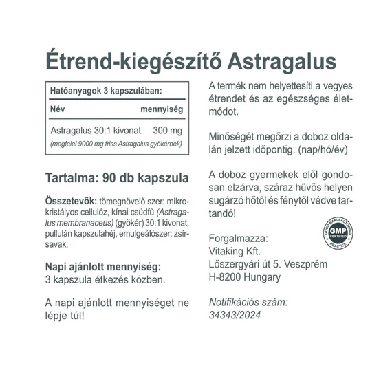 Vitaking Astragalus Kivonat 90 kapszula