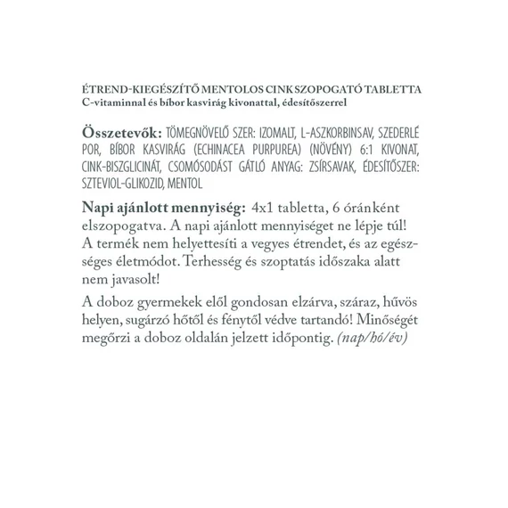 Vitaking Cink Immuno Szopogató Tabletta (30 tabletta)