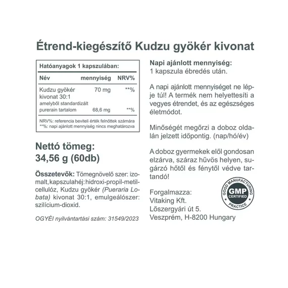 Kudzu Kivonat 70mg (2000mg Kudzu Gyökérből)